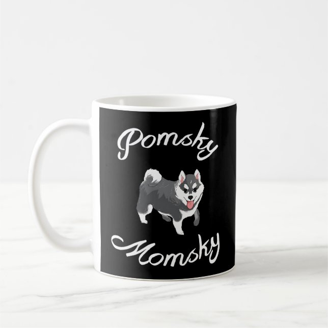 Taza De Café Pomsky Momsky Mascota Pomsky Mommy (Izquierda)