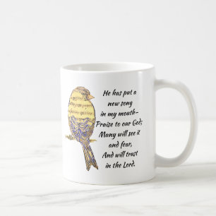 Taza De Café Pon una canción en mi pájaro de la escritura de la