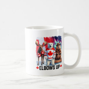 Taza De Café Poner los codos arriba Canadá Bandera Hockey Funny