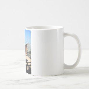 Taza De Café Poni marrón cielo turquesa