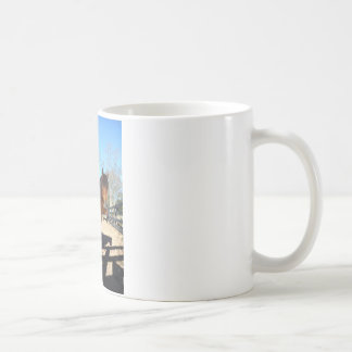 Taza De Café Poni marrón cielo turquesa