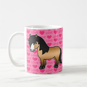 Taza De Café Poni Shetland Buckskin de Dibujos Animados Sobre F