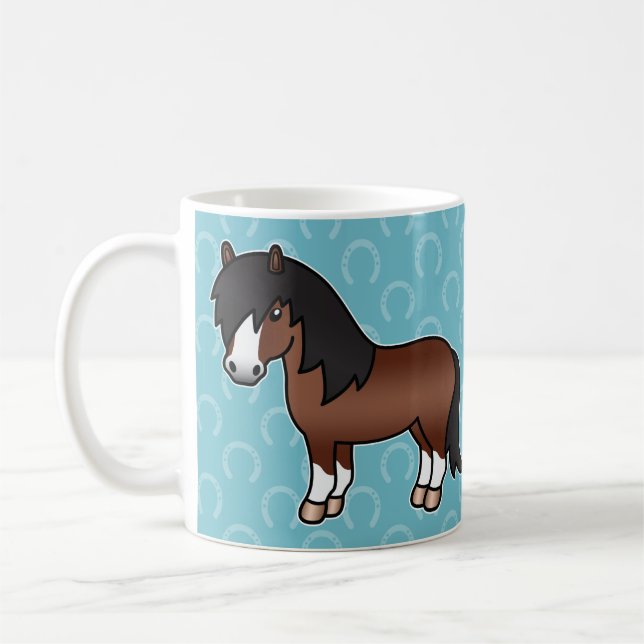 Taza De Café Poni Shetland de dibujos animados marrón (Izquierda)
