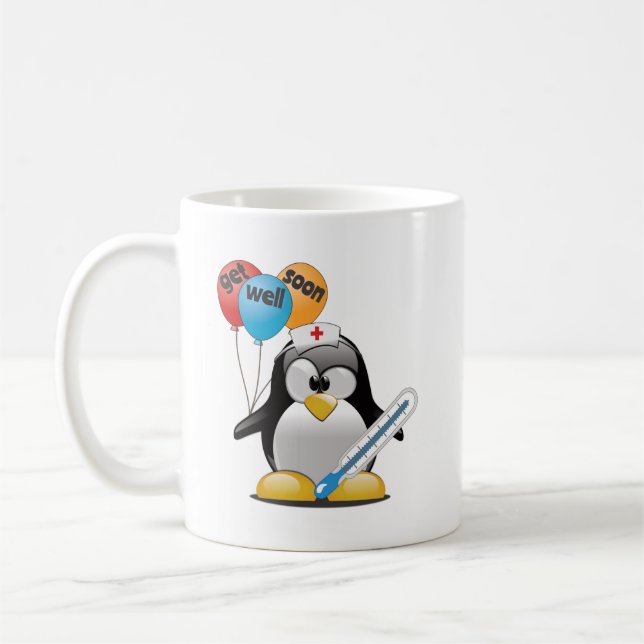 Taza De Café Ponte bien pronto. Enfermera de pingüino. (Izquierda)