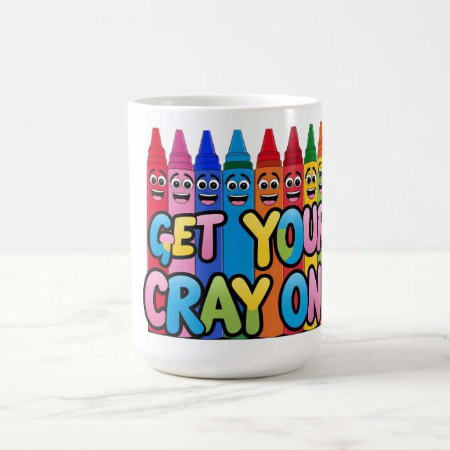 Taza De Café ¡Ponte El Crayon! Feliz Personalizado Crayons Art (Centro)