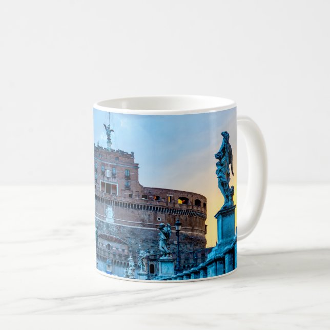 Taza De Café Ponte Sant'Angelo al amanecer - Roma Italia (Anverso derecho)