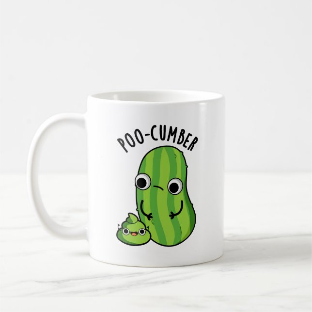 Taza De Café Poo-cumber Funny Cucumber Pun (Izquierda)