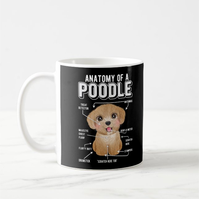 Taza De Café Poodle Anatomy Divertido perro (Izquierda)