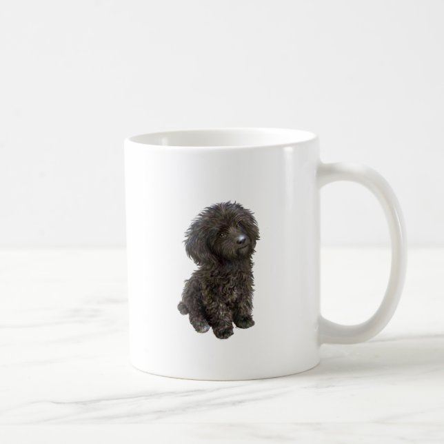 Taza De Café Poodle - cachorro de juguete negro (Derecha)