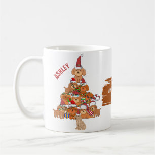 Taza De Café Poodle Cachorro Navidad Árbol de Navidad