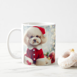 Taza De Café Poodle Christmas Mug – Cute Dog with Santa Hat