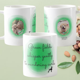 Taza De Café Poodle de acuarela verde pastel con fotos personal