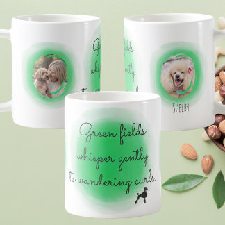 Taza De Café Poodle de acuarela verde pastel con fotos personal