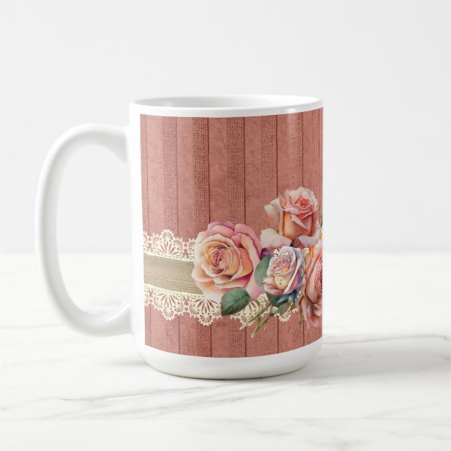 Taza De Café Poodle De Flores Chic Shabby Con Lámpara De Mesa D (Izquierda)