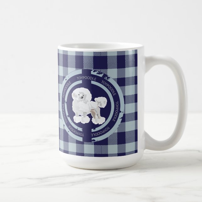 TAZA DE CAFÉ POODLE DE JUGUETE DE PERRO (AZUL) (Derecha)