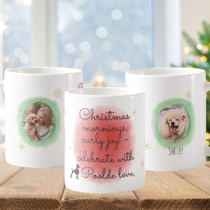 Taza De Café Poodle de Navidad en acuarela – Fiesta personaliza