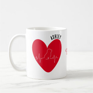 Taza De Café Poodle es Heartbeat Guay Minimal Dog Love