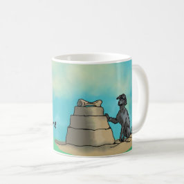 Taza De Café Poodle negro con Sandcastle