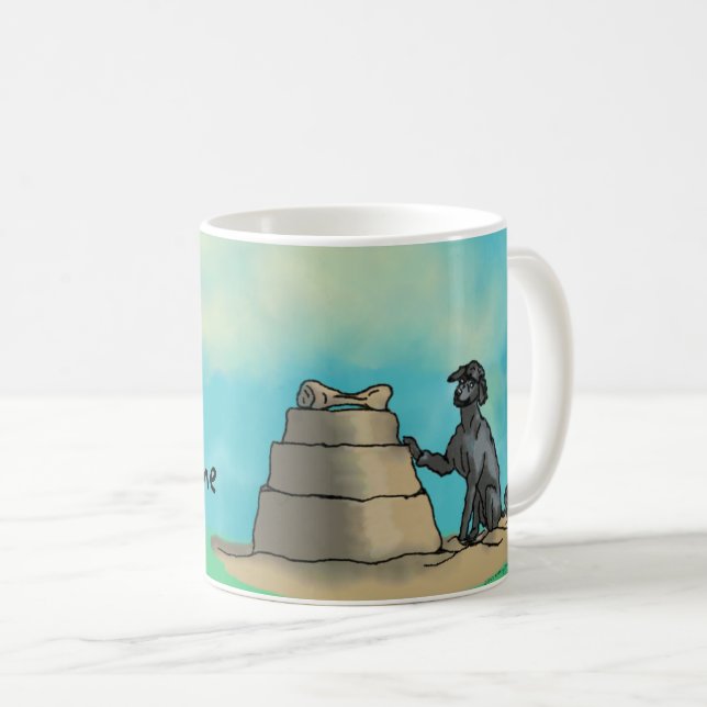 Taza De Café Poodle negro con Sandcastle (Anverso derecho)