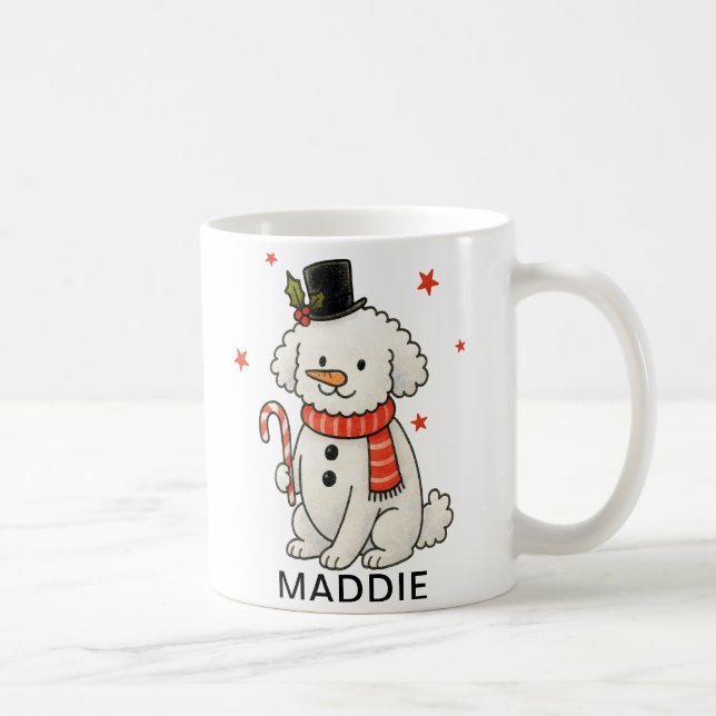Taza De Café Poodle Snowman Christmas Dog (Derecha)