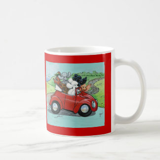 Taza De Café Poodles en rojo vintage convertible