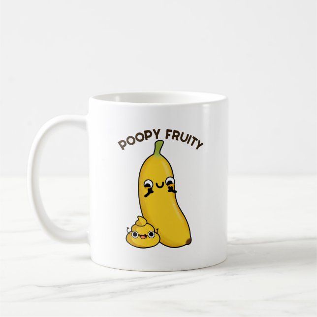 Taza De Café Poopy Fruity Funny Fruit Banana Pun (Izquierda)