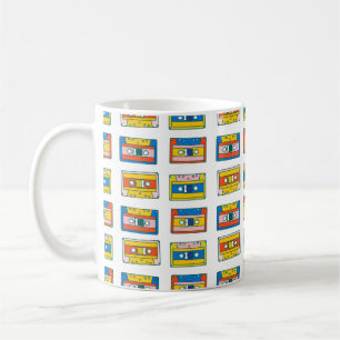 Taza De Café Pop art 90s patrón sin fisuras de casetes musicale