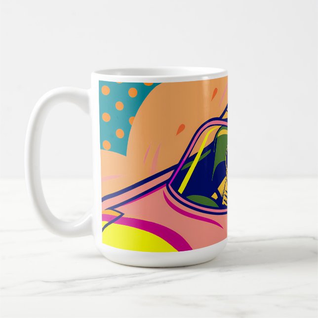 Taza De Café Pop Art Astronaut Driving Rocket Car (Izquierda)