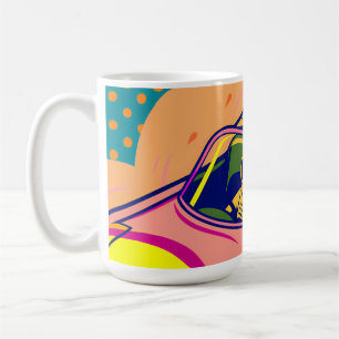 Taza De Café Pop Art Astronaut Driving Rocket Car