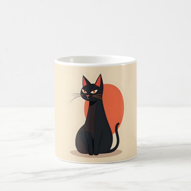 Taza De Café Pop Art Black Cat Naranja Sun (Centro)