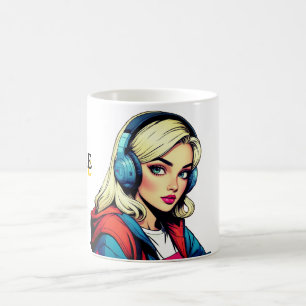 Taza De Café Pop Art Cute Gamer Chica Comic Style Mug