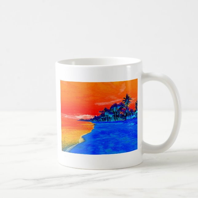 Taza De Café Pop Art Exotic Beach Palm Trees (Derecha)