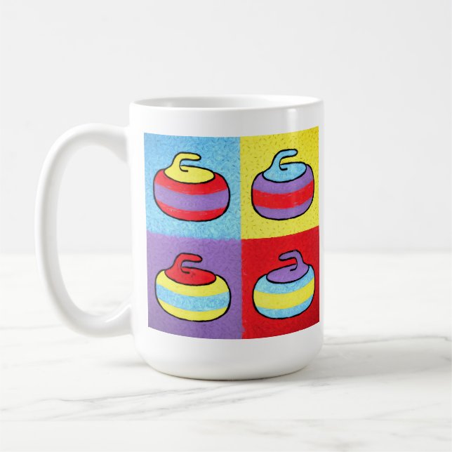Taza De Café Pop Art Rocks Curling Design (Izquierda)