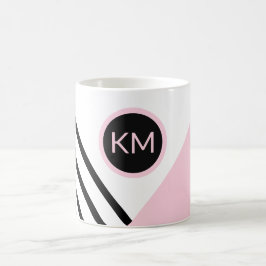 Taza De Café Pop Art Strips and Color Block with Your Monogram