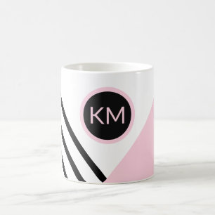 Taza De Café Pop Art Strips and Color Block with Your Monogram