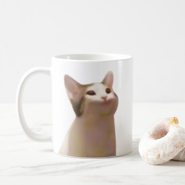 Taza De Café Pop Cat Meme Mug de doble cara (Con donut)