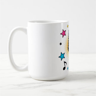 Taza De Café Pop microphone with colorful stars and music notes