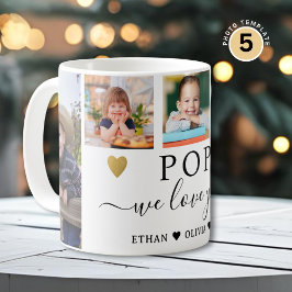 Taza De Café POP We Love You Grandkids 5 Photo Collage  