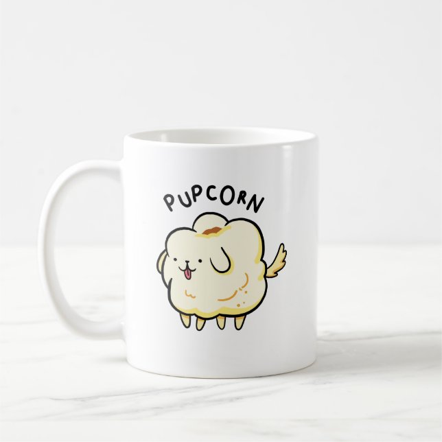 Taza De Café Popcorn Puppy Perro Pun Mug (Izquierda)