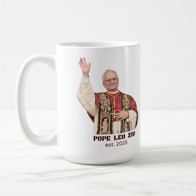 Taza De Café Pope Leo XIV Est 2025 Commemorative (Izquierda)