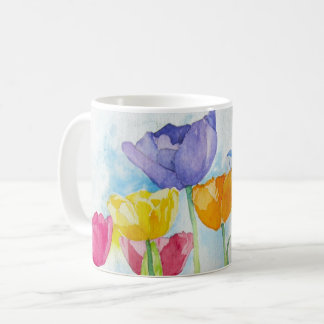 Taza De Café Poppies arcoiris coloridos color de agua original