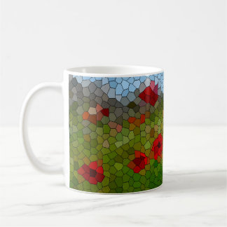 Taza De Café Poppies de mosaico en un jardín campestre -
