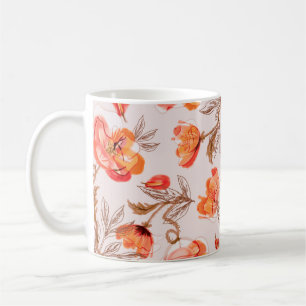 Taza De Café Poppies flaman patrón sin mar en un entorno pekiné