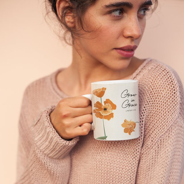 Taza De Café Poppy Grace, Naranja Inspirador cristiano (Subido por el creador)