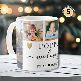 Taza De Café Poppy We Love You Grandkids 5 Photo Collage