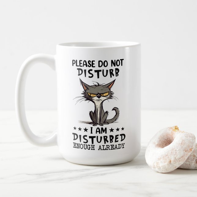 Taza De Café Por Favor, No Perturbe A Cat Sarcasm Funny (Con donut)