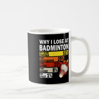 Taza De Café Por qué pierdo en bádminton divertido es mi culpa