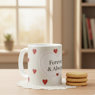 Taza De Café "Por Siempre & Siempre" Patrón Minimalista de Cora