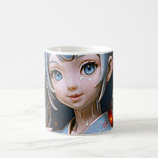 Taza De Café Porcelain Anime Girl Under Lantern Lights