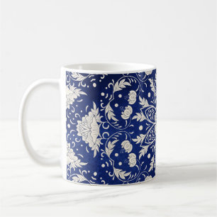 Taza De Café Porcelana china: Floral azul acuarela